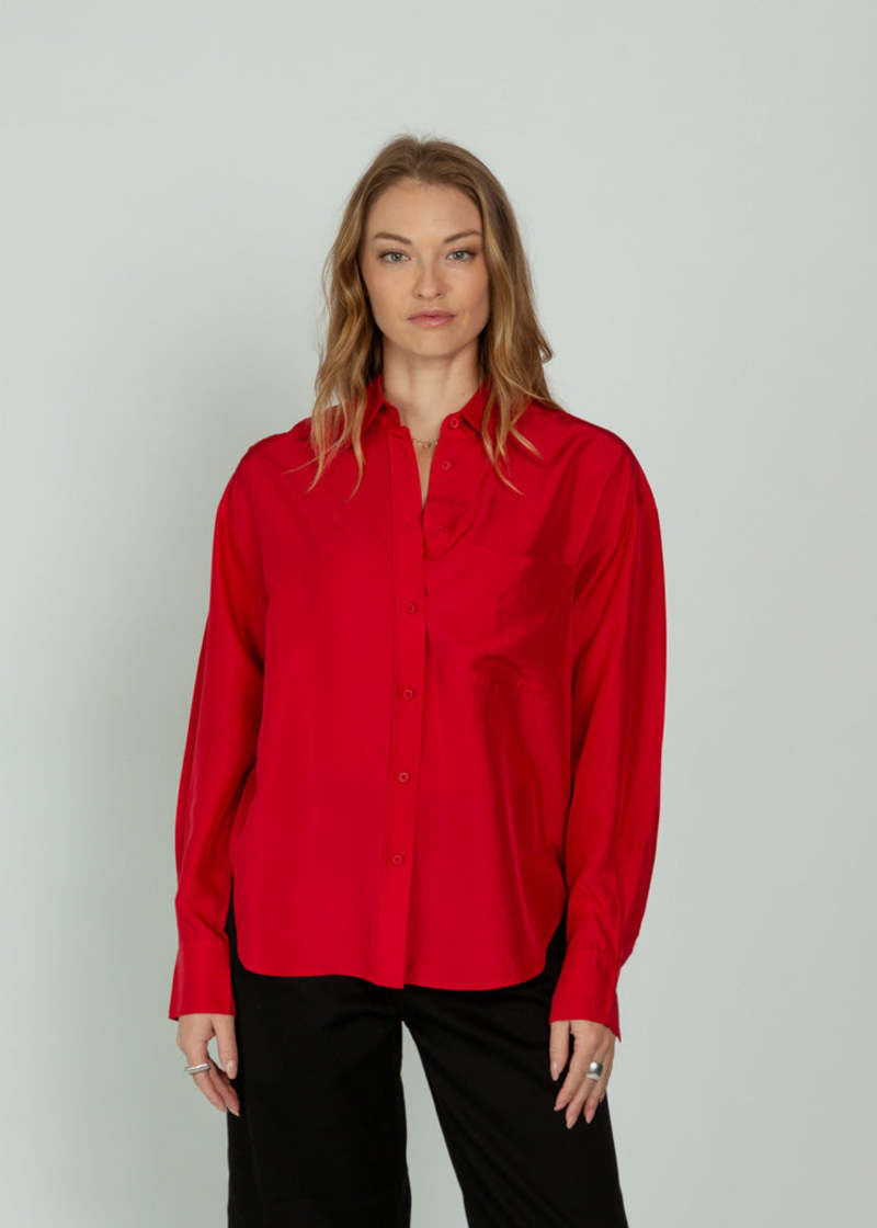 Closed Oversize Shirt - Rose Red