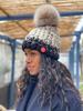 mischa lampert - browns and blacks stripe beanie + taupe xl pom - Thumbnail 4