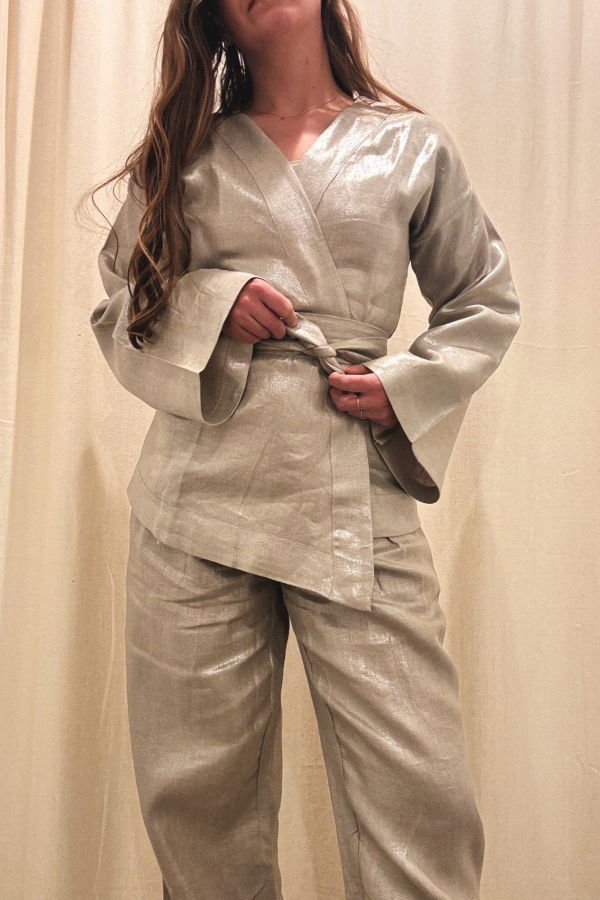 Nary Kimono Wrap Top - Champagne