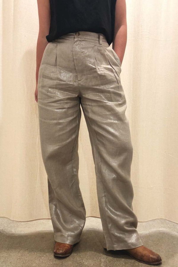 Nary Pleated High Waist Trouser - Champagne