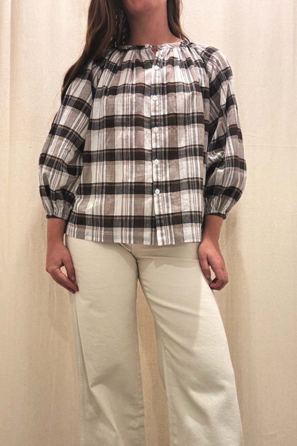 Nary Windowpane Button Top - Windowpane