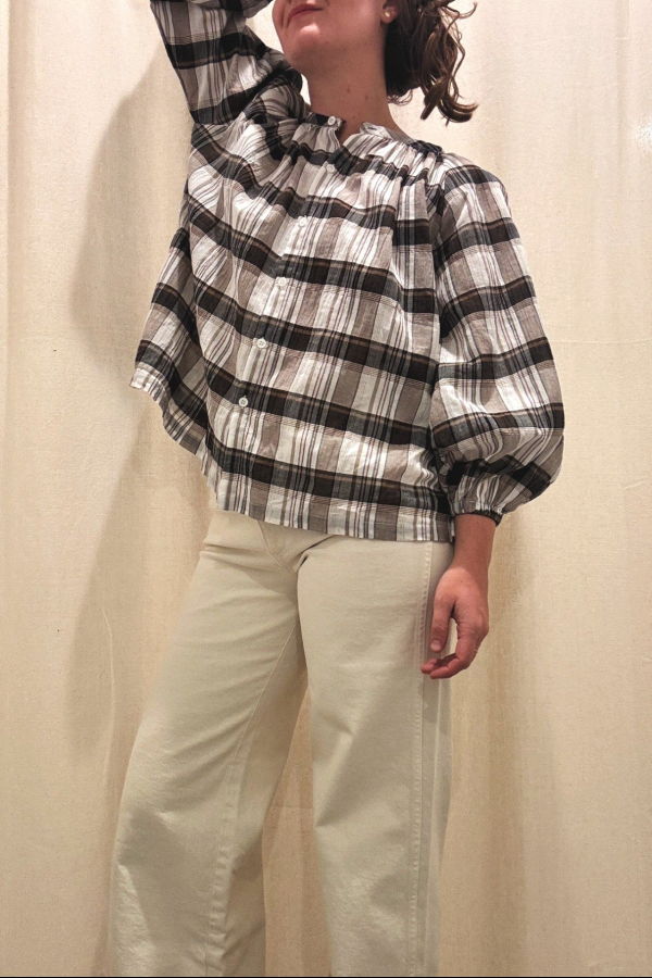 Nary Windowpane Button Top - Windowpane