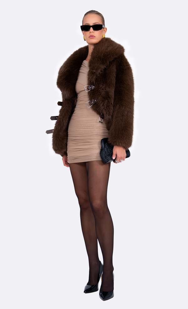 Nonchalant Label Oslo Faux Fur Jacket - Brown