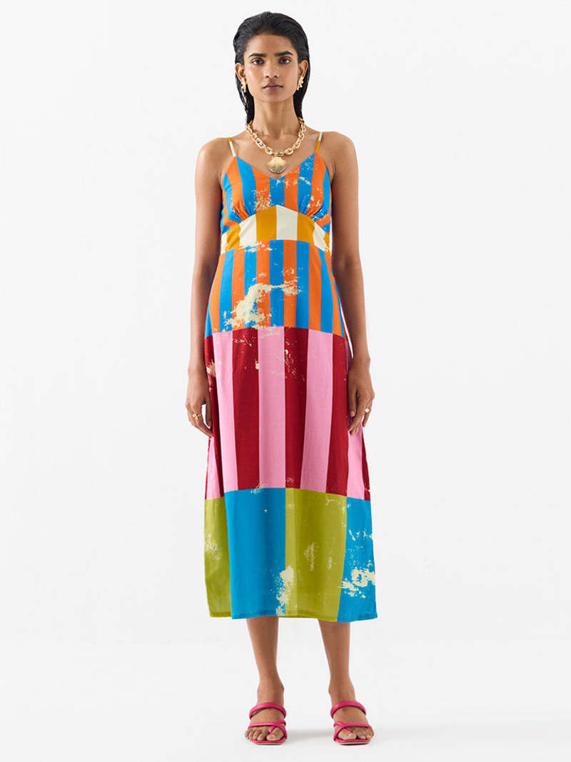 IKKIVI Long Beach Strappy Dress - Multi-Color