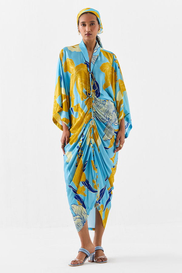 IKKIVI White Rose Kaftan - Blue