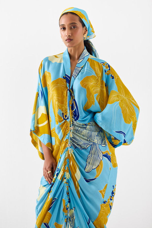 IKKIVI White Rose Kaftan - Blue