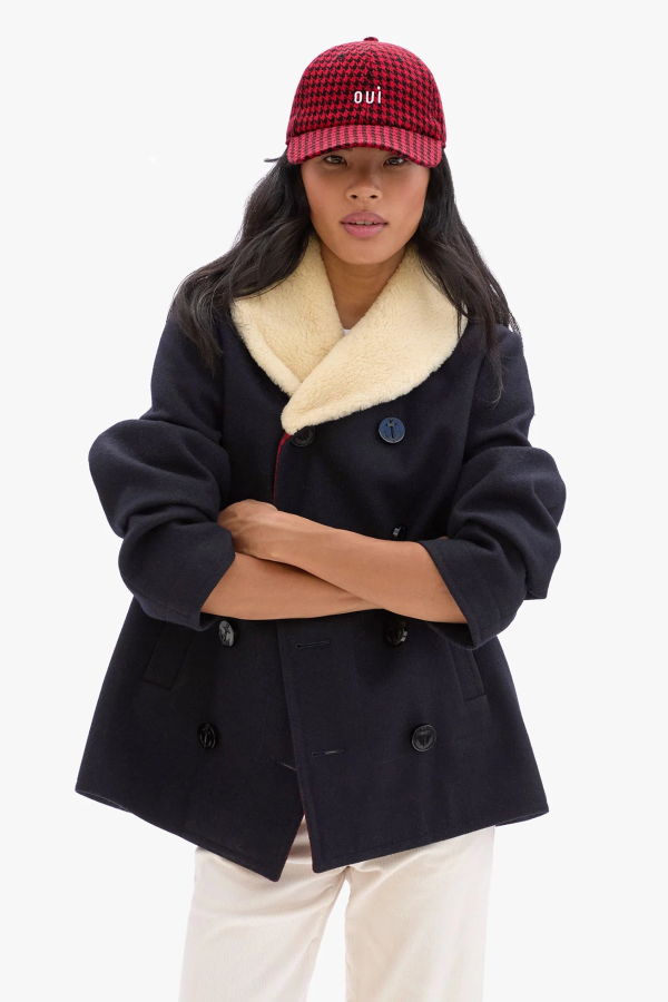 Clare V. Wool Houndstooth Petit Oui Baseball Hat