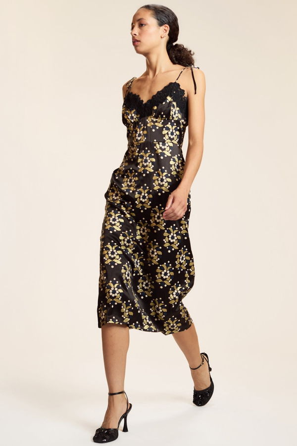 Cynthia Rowley Gold Filigree Dress - Black/Gold
