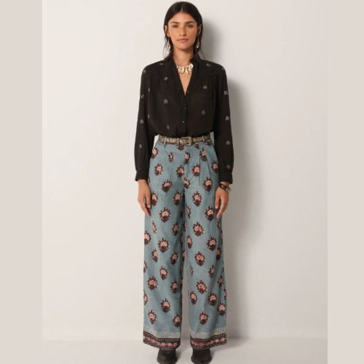 Maison Hotel Water Lillies Jimmy Pant - Cerulean Mist - Image 2 of 5