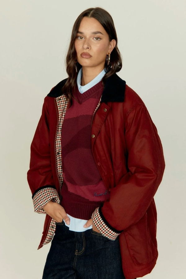 House of Sunny The Waxed Rain Jacket - Wine