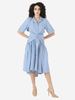 Rosie Assoulin Tie Shirt Dress - Blue Stripe - Thumbnail 2