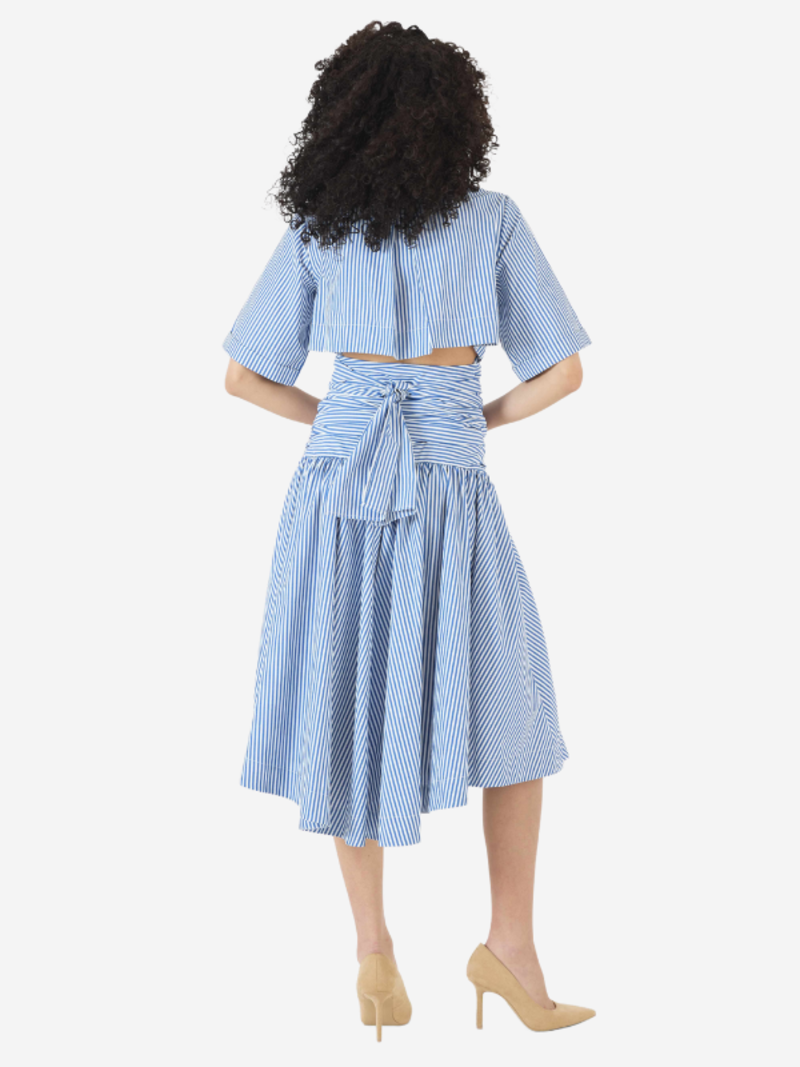 Rosie Assoulin Tie Shirt Dress - Blue Stripe