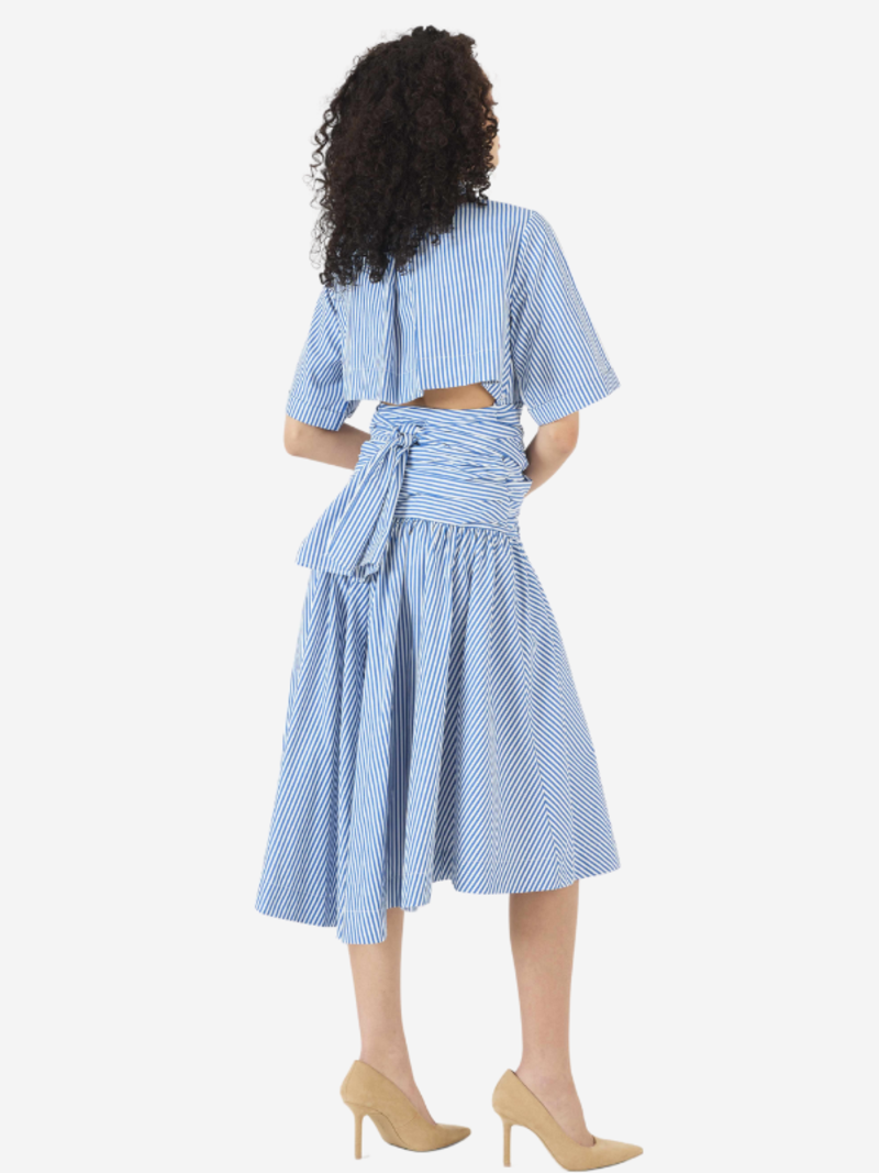 Rosie Assoulin Tie Shirt Dress - Blue Stripe