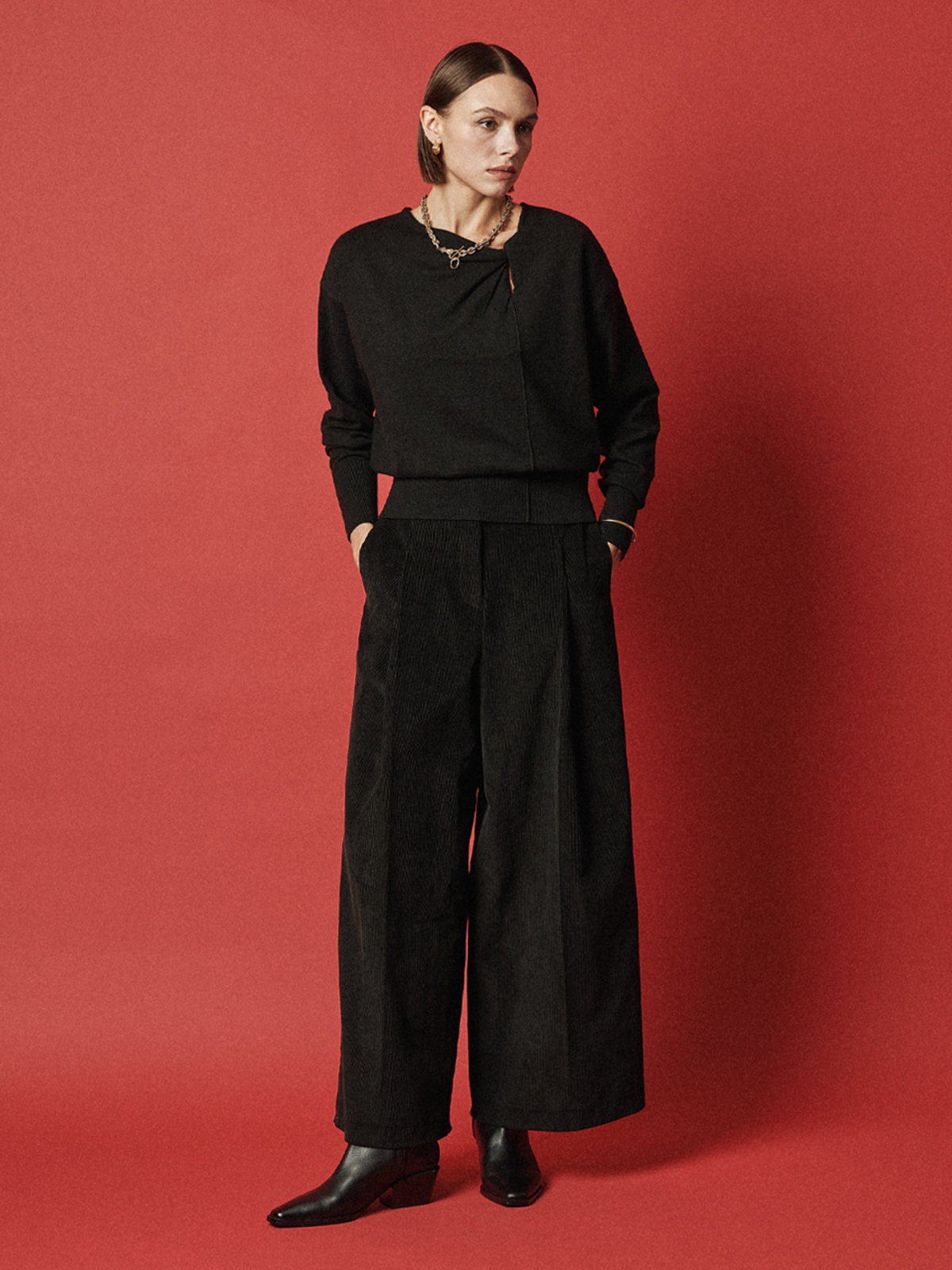 Maison De Ines Viscose Drape Knit Top - Classic Black - Image 3 of 6