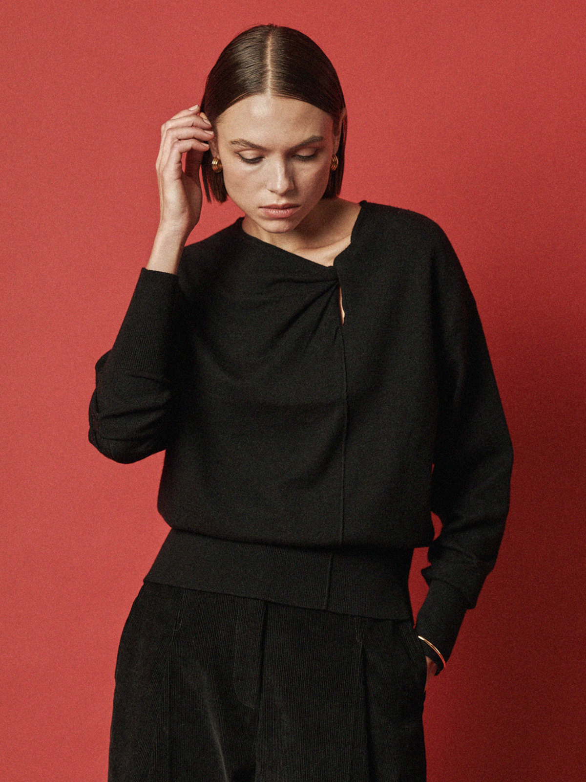 Maison De Ines Viscose Drape Knit Top - Classic Black - Image 6 of 6