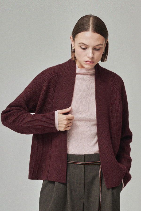 Maison De Ines Raccoon Blend Cardigan - Burgundy