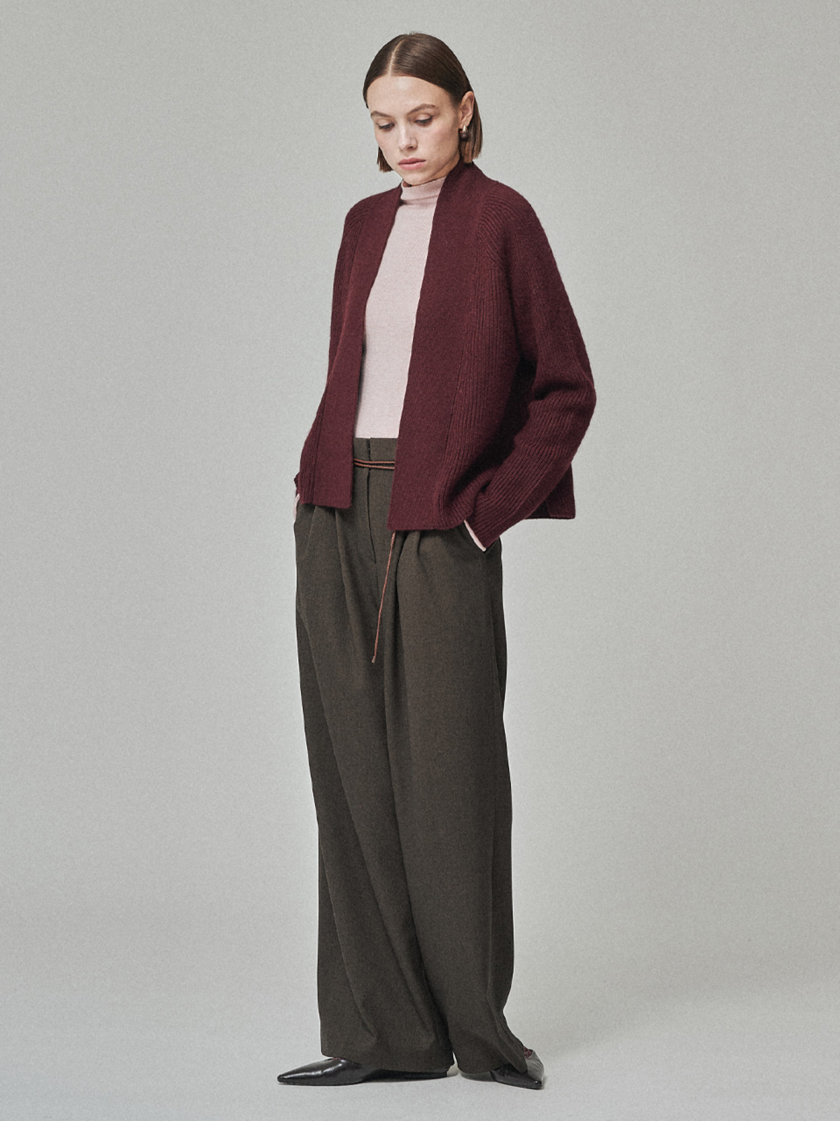 Maison De Ines Raccoon Blend Cardigan - Burgundy - Image 2 of 6