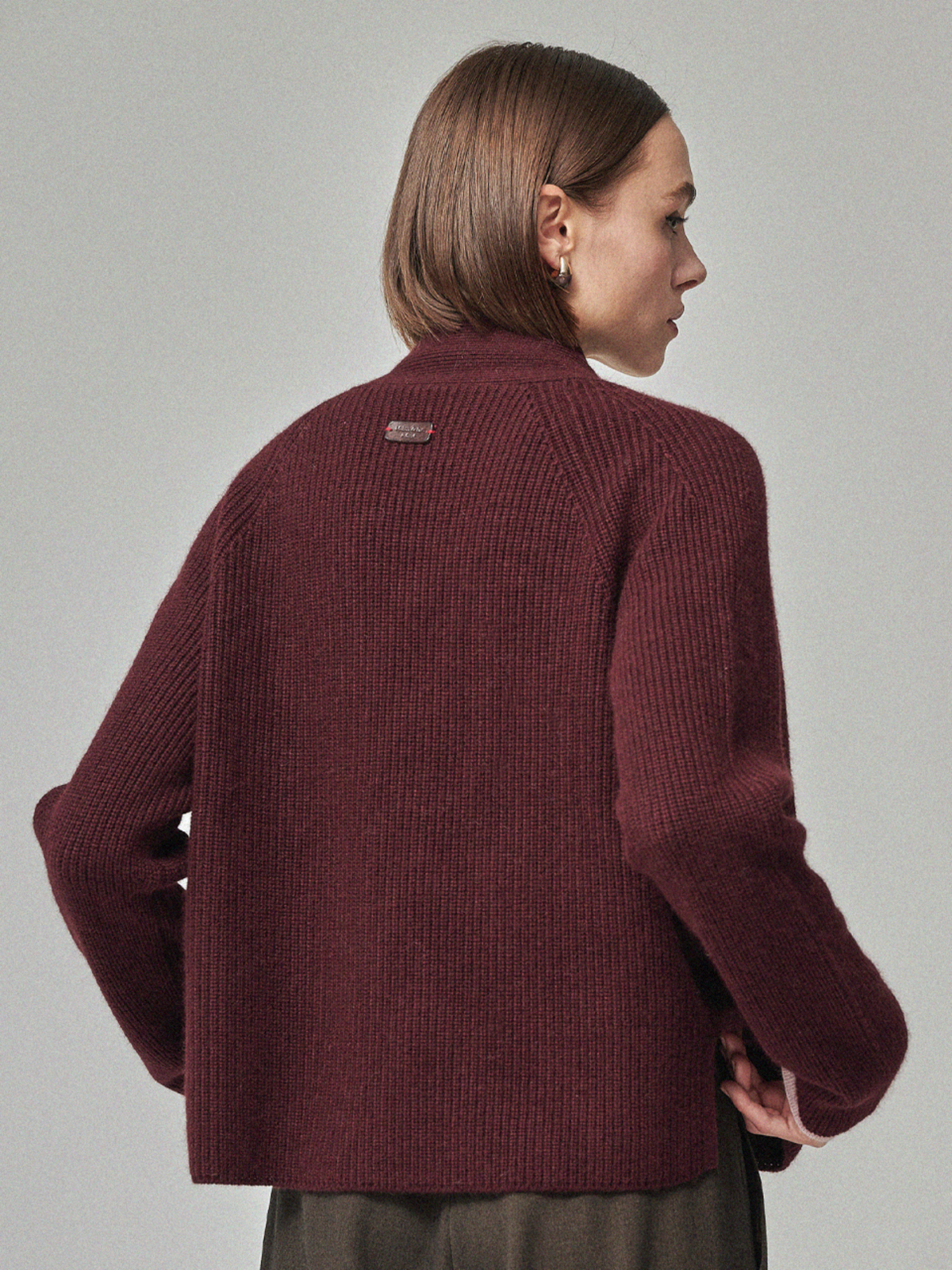 Maison De Ines Raccoon Blend Cardigan - Burgundy - Image 3 of 6