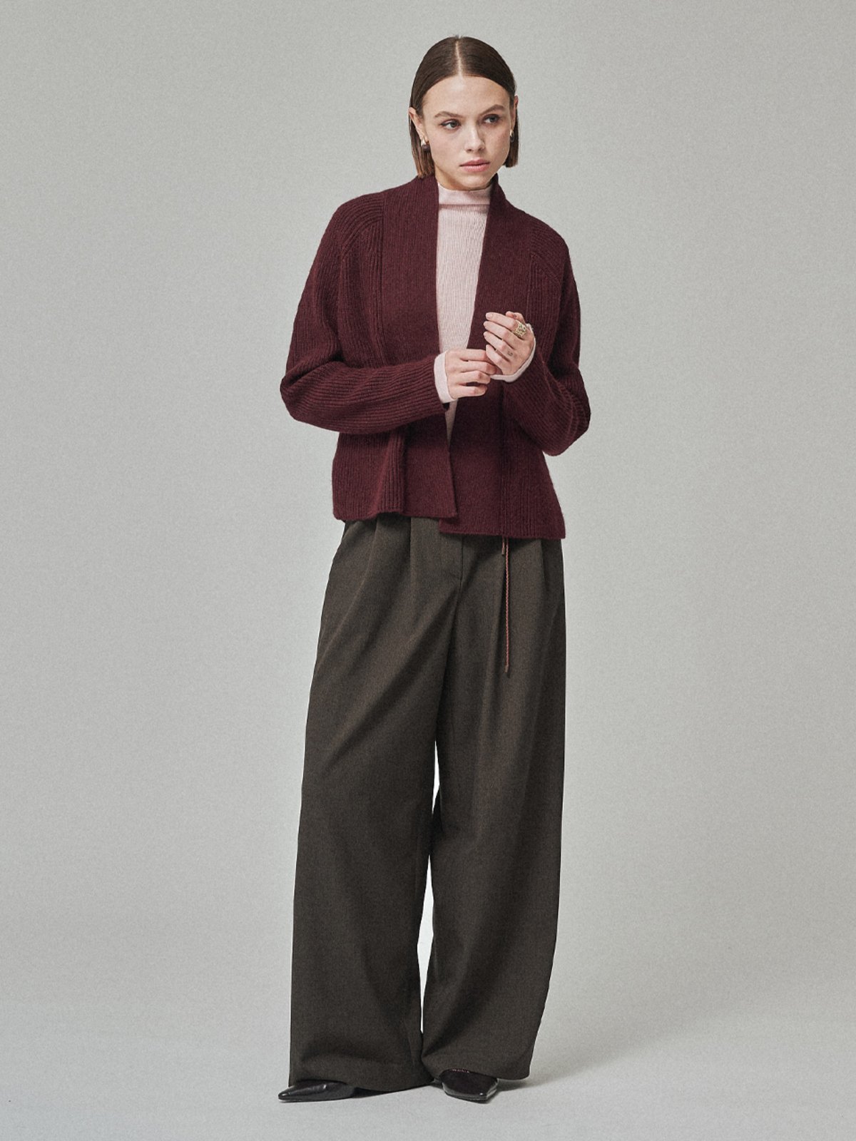 Maison De Ines Raccoon Blend Cardigan - Burgundy - Image 4 of 6