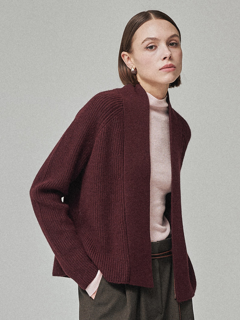 Maison De Ines Raccoon Blend Cardigan - Burgundy