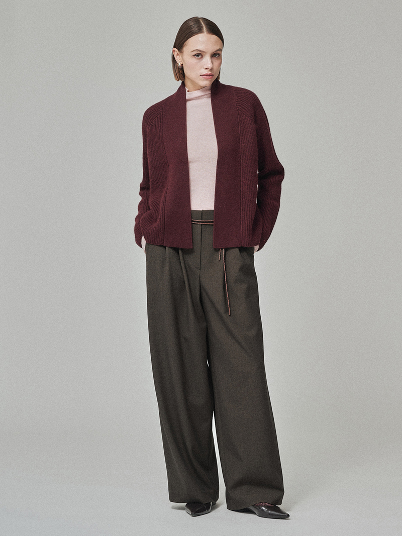 Maison De Ines Raccoon Blend Cardigan - Burgundy