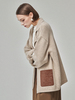 Maison De Ines Leather Pocket Knit Jacket - Soft Oat Beige - Thumbnail 3