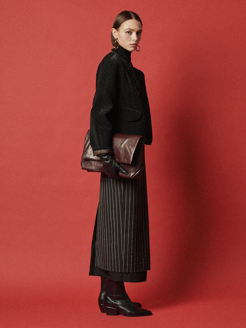 Maison De Ines Herringbone Quilted Jacket - Shine Jet Black