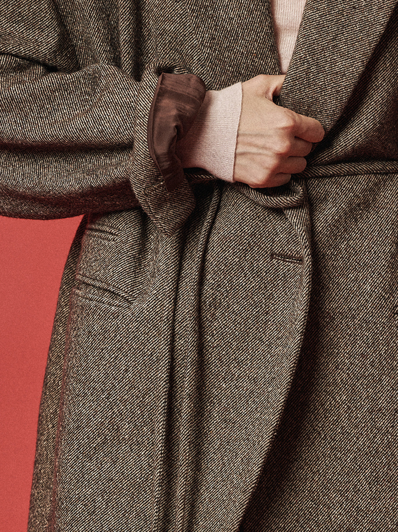 Maison De Ines Oversized Wool Blend Jacket - Herringbone Brown