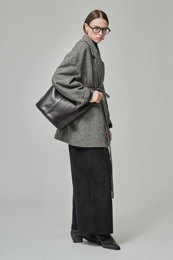 Maison De Ines Oversized Wool Blend Jacket - Herringbone Ash Gray