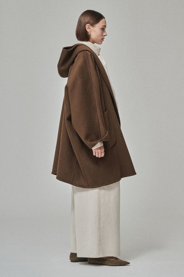 Maison De Ines Handmade Hooded Cape Coat - Chocolate Brown