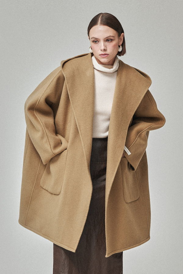MAISON DE INES Handmade Hooded Cape Coat - Golden Camel