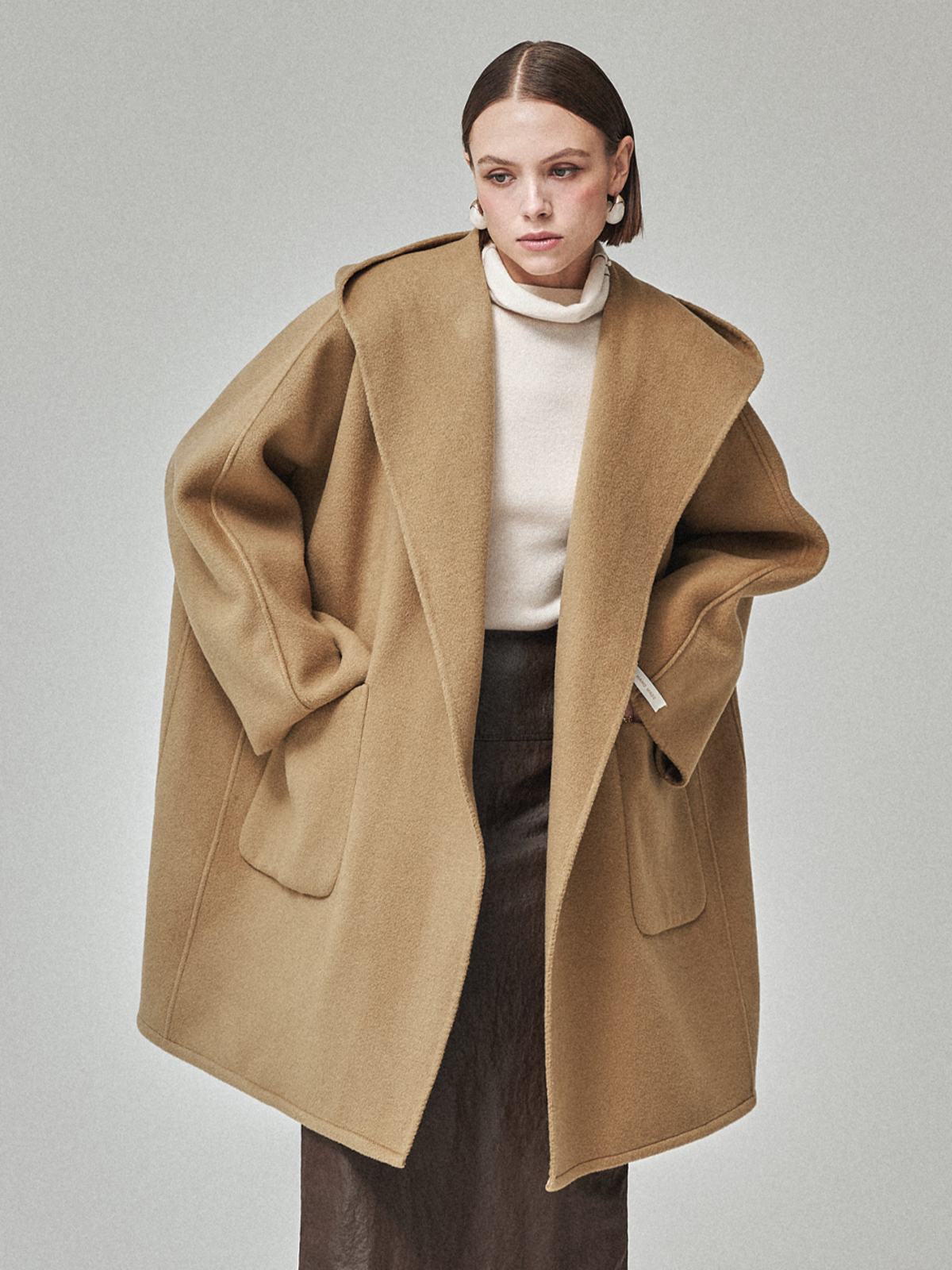 MAISON DE INES Handmade Hooded Cape Coat - Golden Camel - Image 1 of 6