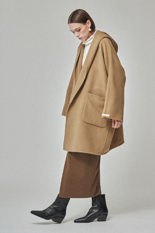 MAISON DE INES Handmade Hooded Cape Coat - Golden Camel