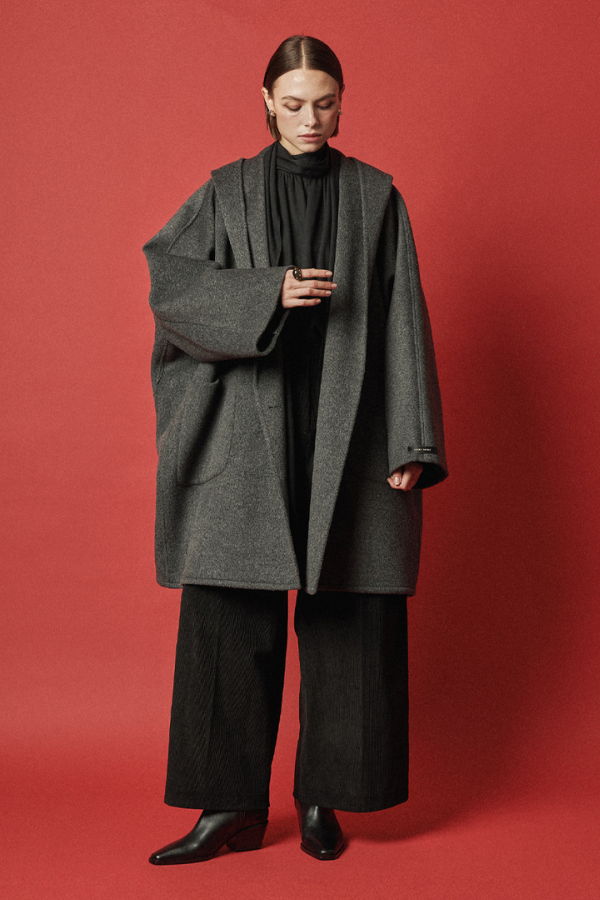 Maison De Ines Handmade Hooded Cape Coat - Classic Charcoal