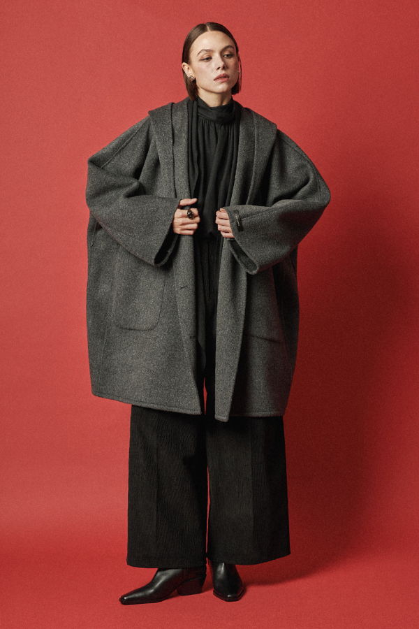 Maison De Ines Handmade Hooded Cape Coat - Classic Charcoal