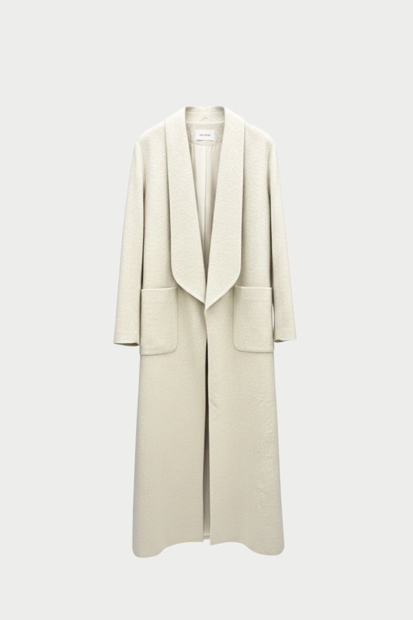INTO THE EAST Textured Wool Borg Collar Coat - Ivory