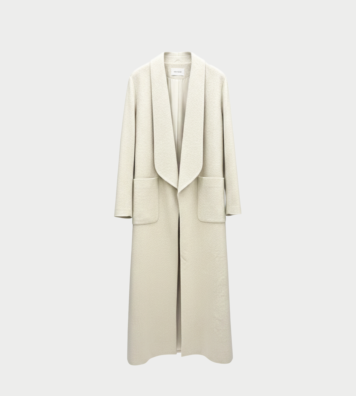 INTO THE EAST Textured Wool Borg Collar Coat - Ivory - Image 1 of 3