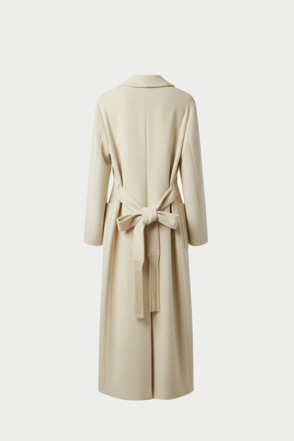 INTO THE EAST Textured Wool Borg Collar Coat - Ivory