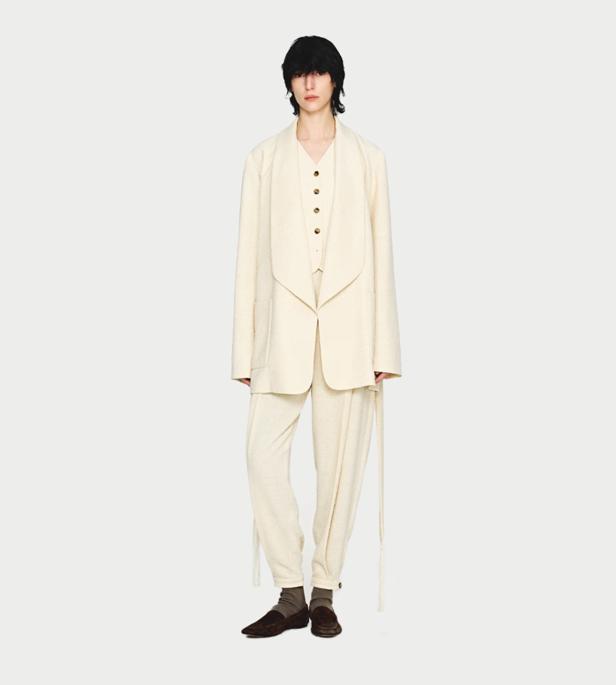 INTO THE EAST Textured Wool Fringed Straight-leg Pants - Image 2 of 9