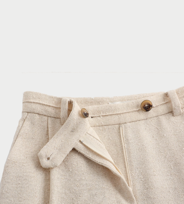INTO THE EAST Textured Wool Fringed Straight-leg Pants