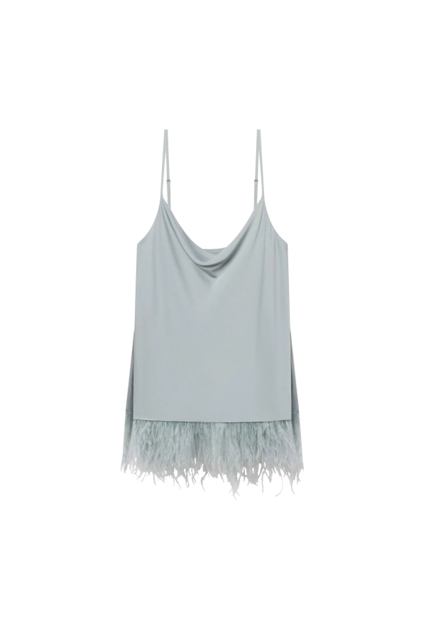 A.L.C. Eliza Feather Trimmed Camisole Top - Slate Blue