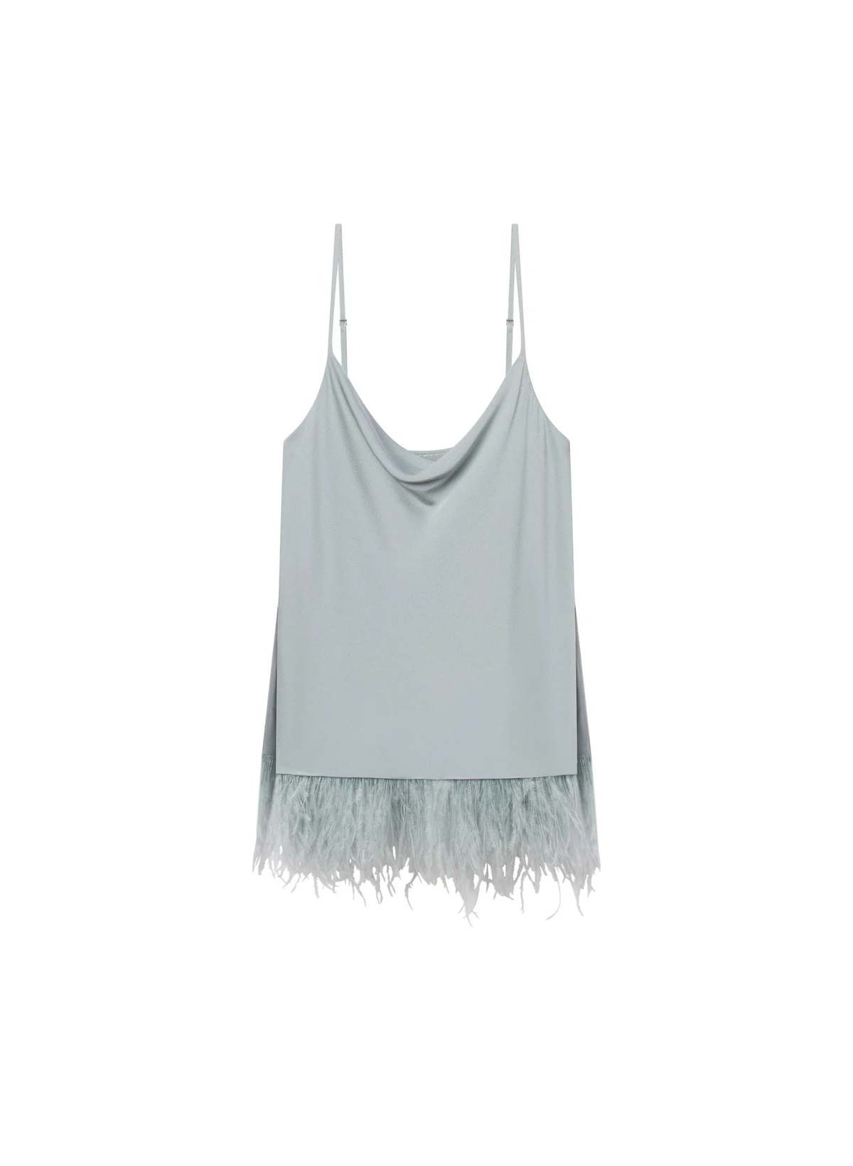 A.L.C. Eliza Feather Trimmed Camisole Top - Slate Blue - Image 2 of 2