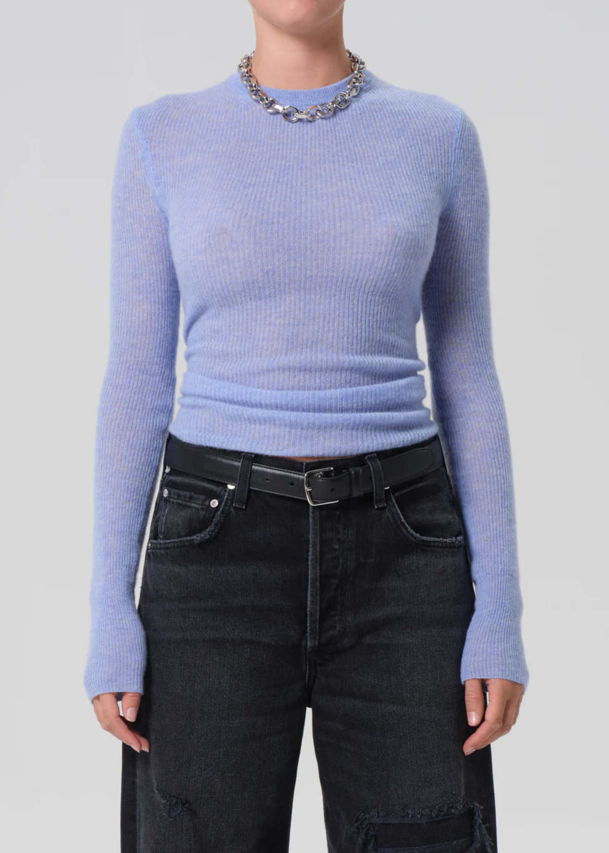 Citizens of Humanity Alessia Crewneck Sweater - Heathered Robin - Image 1 of 3