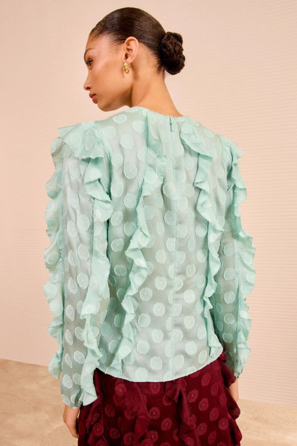 Ulla Johnson Della Cascading Ruffle Blouse - Beryl