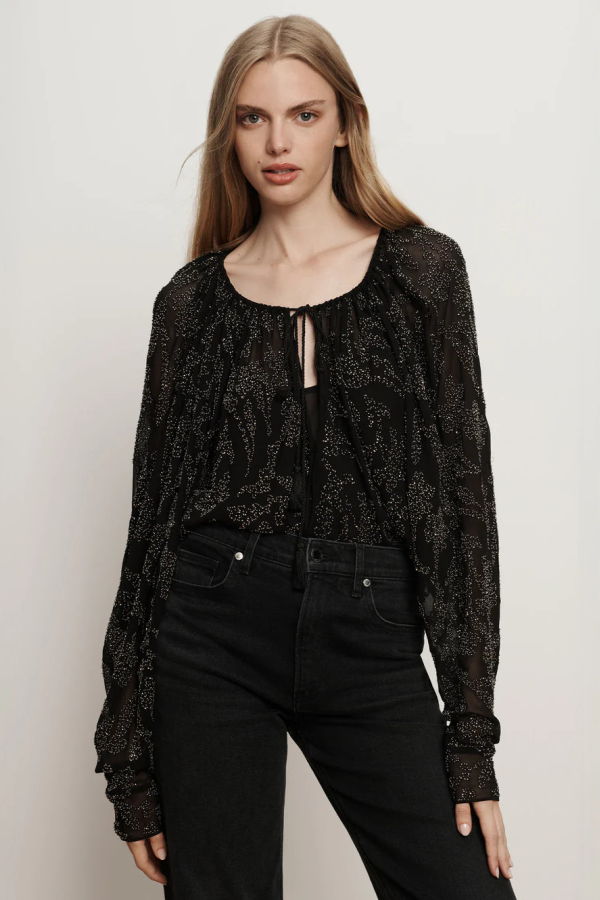 Veronica Beard Marlena Beaded Blouse - Black