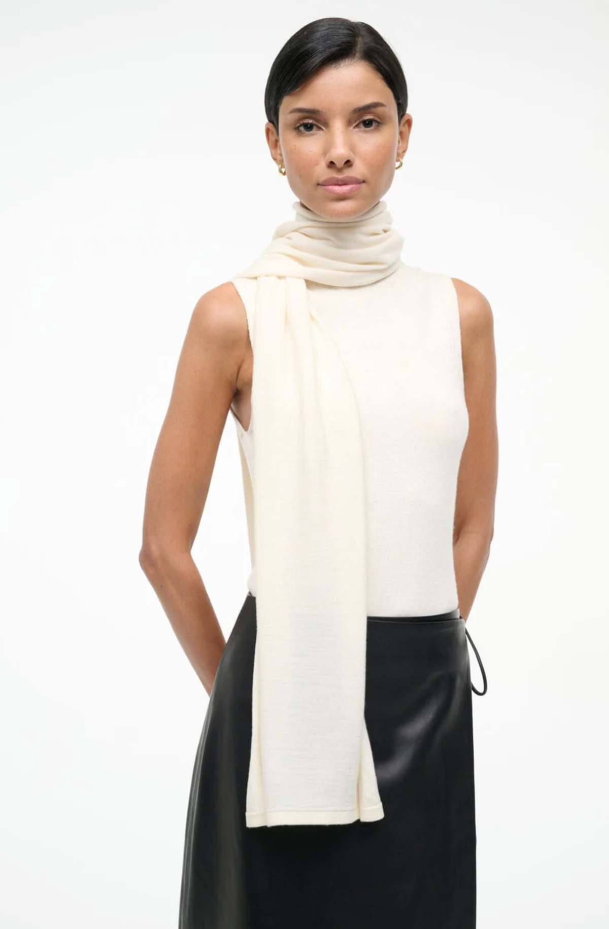 Staud Canal Top with Scarf Tie - Ivory - Image 1 of 6