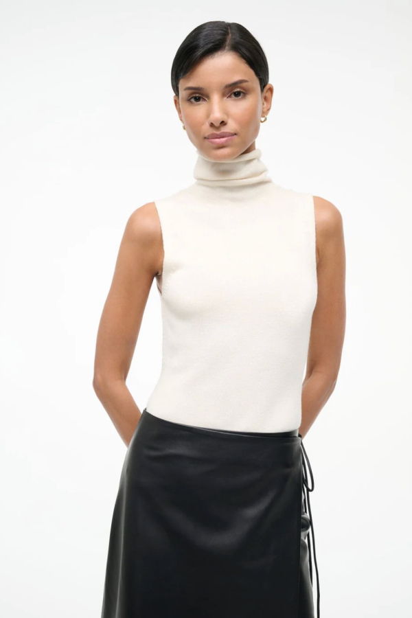 Staud Canal Top with Scarf Tie - Ivory