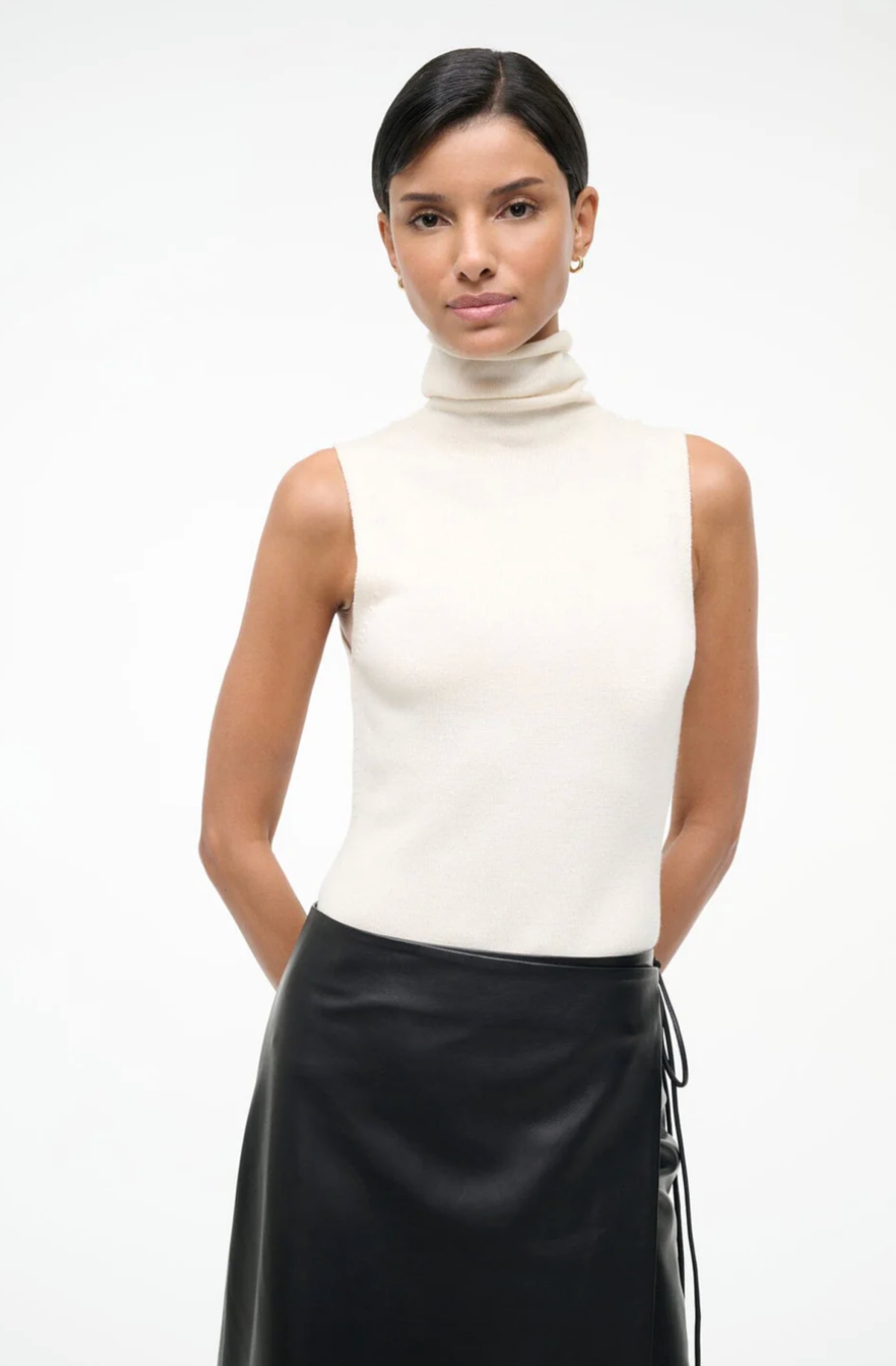 Staud Canal Top with Scarf Tie - Ivory - Image 2 of 6