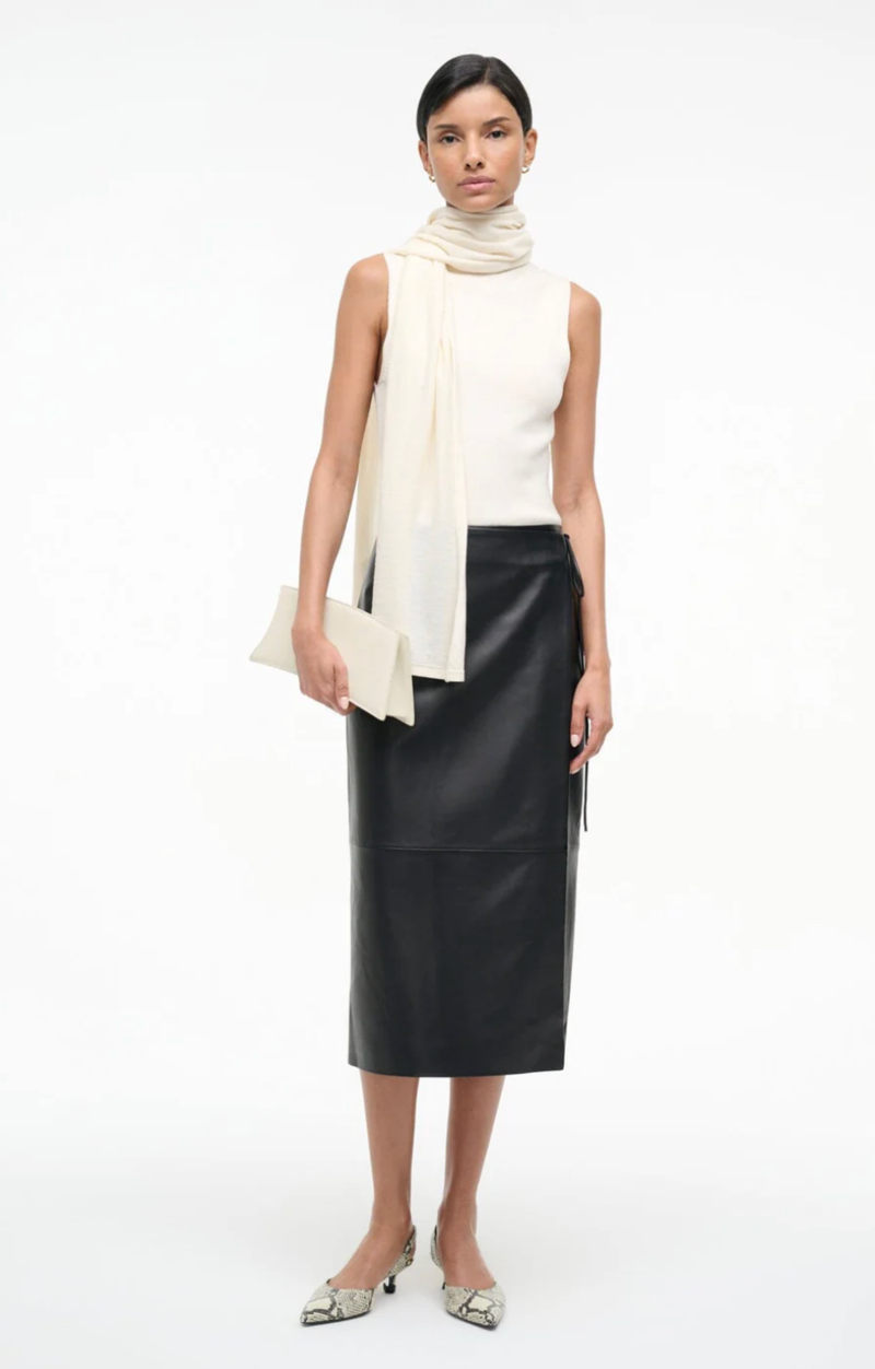 Staud Canal Top with Scarf Tie - Ivory