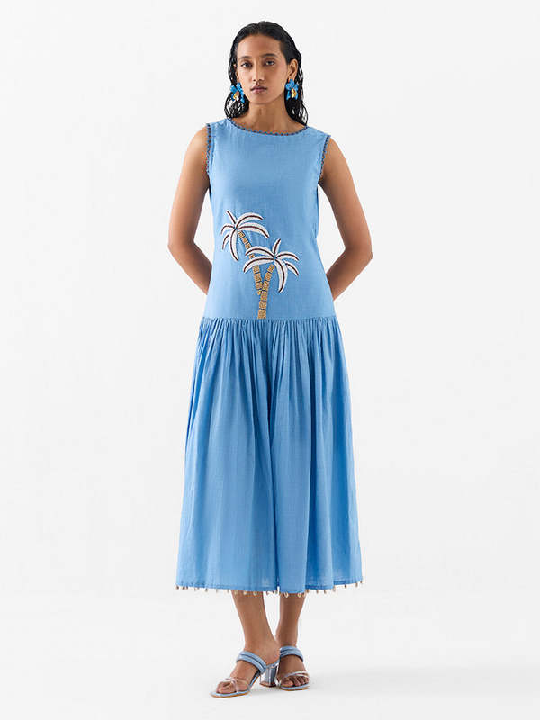 IKKIVI Palm Island Long Dress - Blue IKKIVI Palm Island Long Dress - Blue